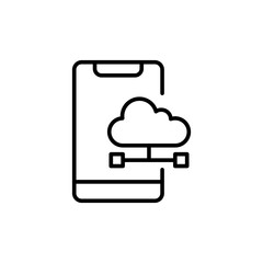 Mobile cloud outline icons, minimalist vector illustration ,simple transparent graphic element .Isolated on white background