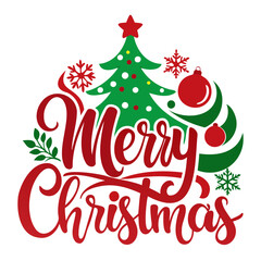 Merry Christmas vector silhouette calligraphy letter Design with transparent background