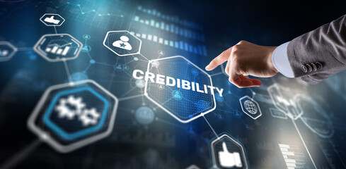 Credibility improvement concept. Multiple exposure virtual screen