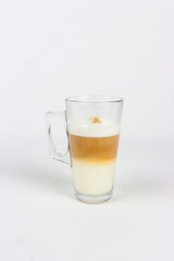 cappuccino in a transparent mug isolated on white 