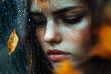 Dark moody gloomy grey autumn photos, bad rainy days weather, Generative AI, melancholy