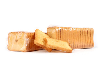 packets of rusks isolated on white