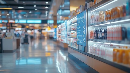 Sign and Billboard Mockup at duty free shop in departure terminal to promote your business or organization in a unique and eyecatching way : Generative AI