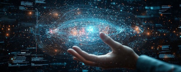 Futuristic Business Innovation Concept with Holographic Blueprint - High Detail, Image for Innovation and Planning Strategies.