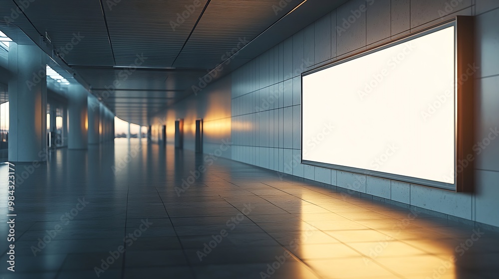 Poster airport hall billboard mock up with white screen alpha channel business concept indoor board empty f
