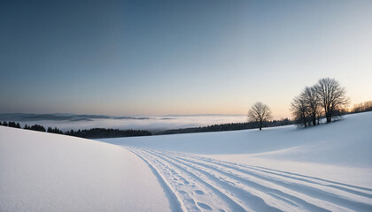 Wintery Season Landscape white fields and ice, nature and forest stock photo