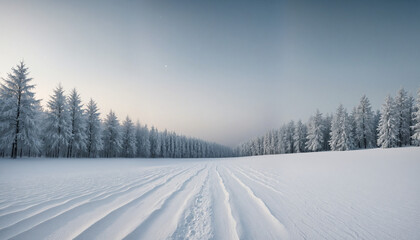 Obraz premium Wintery Season Landscape white fields and ice, nature and forest stock photo
