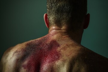 Fototapeta premium Man's back covered in red welts from training