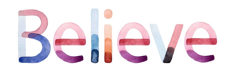 Handcrafted watercolor text of the word 