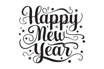  Happy new year typography silhouette vector and illustration art work