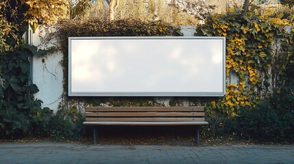 white blank advertising billboard street mockup panel digital lightbox poster ad banner board bus shelter advertising green park background vertical format sign stucco facades european : Generative AI