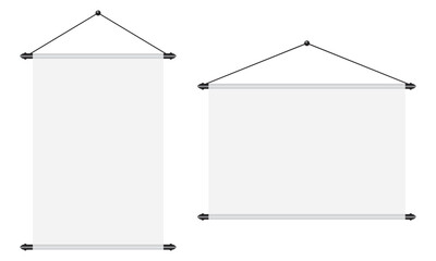 White blank posters hanging on binders. Vector mockup