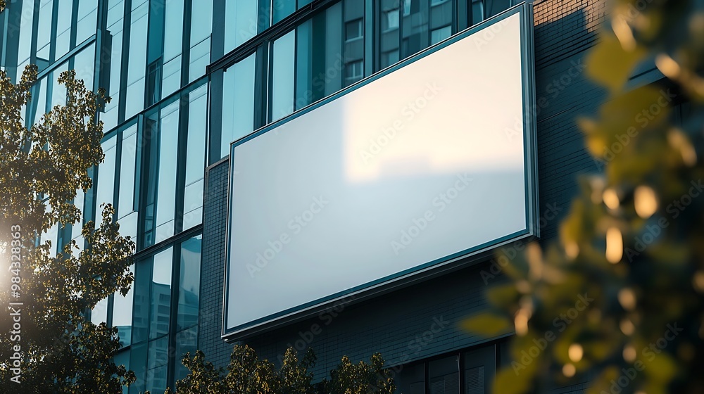 Poster billboard mockup on the wall of a building with an empty outdoor advertising screen : generative ai