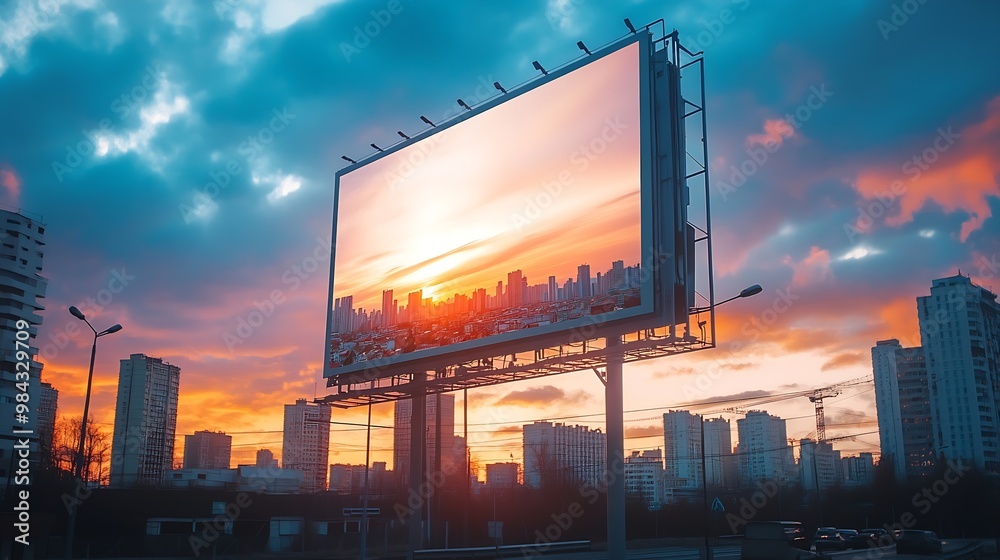 Poster billboard canvas mockup in city background beautiful weather : generative ai