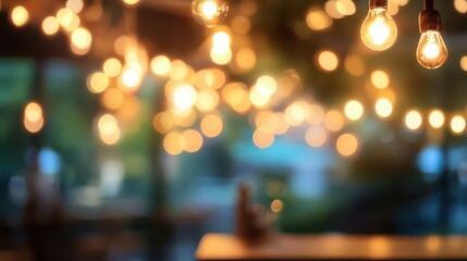 A Blurred Restaurant Background with Warm Bokeh Ideal for Food and Dining Promotions