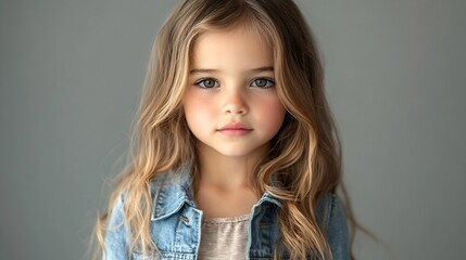 Fulllength portrait of cool attitude little girls posing showing style and confidence against grey studio background Concept of childhood kids fashion and beauty school shopping Black  : Generative AI
