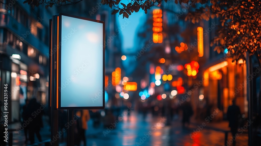 Aufkleber blank mock up of vertical street poster billboard on city background electronic modern empty scorebo