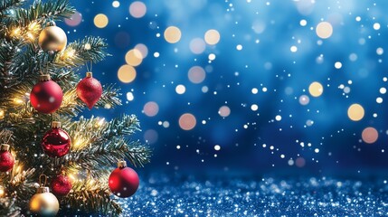 Festive Christmas card with blue background-