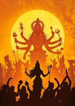 Vector art of durga, navaratri concept