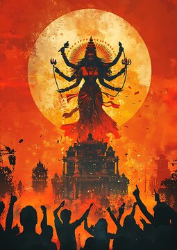 Vector art of durga, navaratri concept