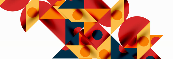 Trendy colorful circles, lines, arrows, triangles and other geometric shapes. Vector Illustration For Wallpaper, Banner, Background, Card, Book Illustration, landing page