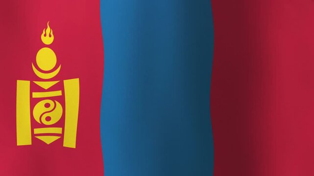 Flag of Mongolia, 4K Seamless Loop Animation. Mongolian Flag 3D Flowing Cloth Motion Graphics Backdrop for Social Media, Streaming, and Channels
