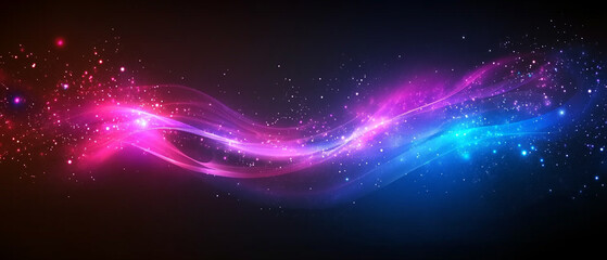 A vibrant, swirling wave of pink and blue light, creating a mystical cosmic effect against a dark background.