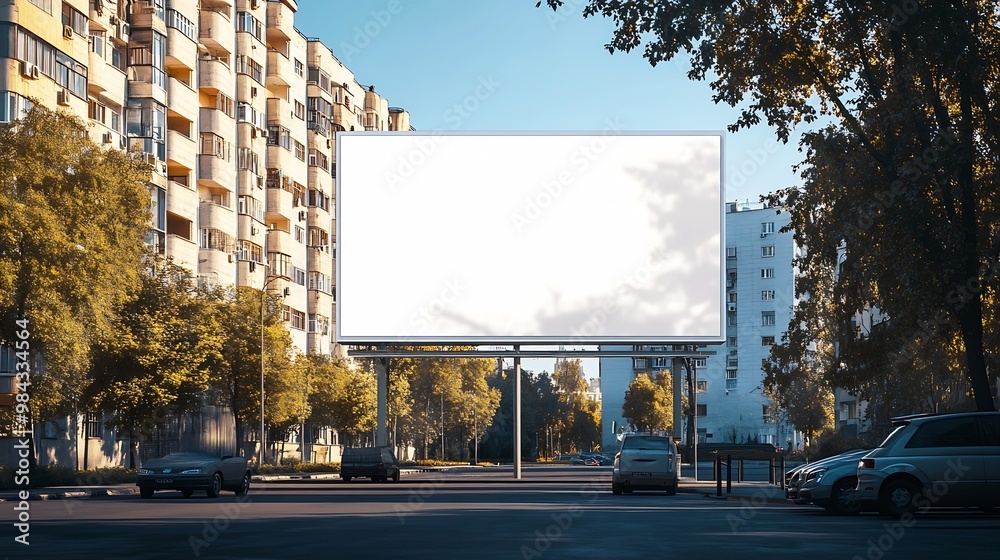 Aufkleber billboard rectangular white mockup city advertisement on the parking image : generative ai