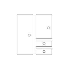 wooden cupboard Grey icon with white background
