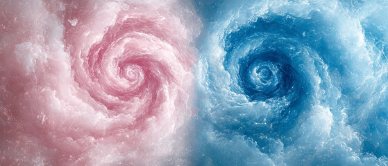 Obraz premium Beautiful swirling clouds in soft pink and blue hues, creating a dreamy, ethereal atmosphere.