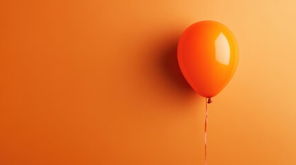 Single Balloon Floating on a Bright Orange Background - Perfect for Celebratory Themes and Party Invitations