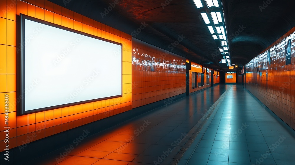 Poster mockup image of blank billboard white screen posters and led in the subway station for advertising :