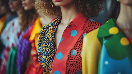 Models in trendy fashion outfits at the fashion show finale Womens modern stylish clothing : Generative AI