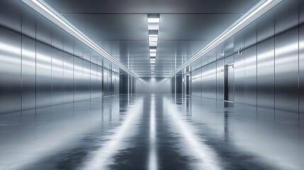 Obraz premium Futuristic Empty Metal Room : Generative AI