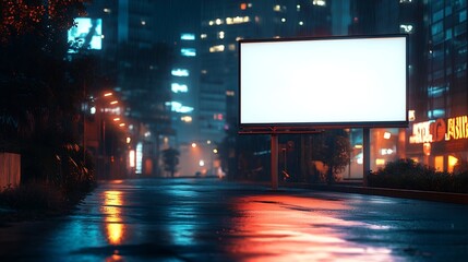 Billboard advertising mockup street and night background : Generative AI