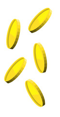 Falling yellow coins create a dynamic visual effect, representing wealth and success in a symbolic way