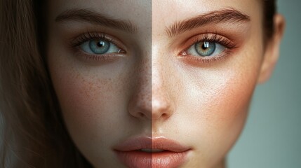 Fototapeta premium A woman with blue eyes and a light brown complexion