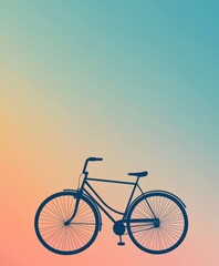 Fototapeta premium Minimalist Depiction of a Vibrant Bicycle Silhouette Against a Sunset Gradient Background
