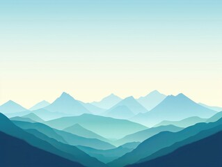 Obraz premium Minimalist Mountain Landscape with Layered Silhouettes and Gradient Tones