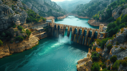Stunning Aerial View of a Modern Hydroelectric Dam