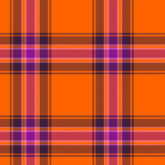 Scottish plaid seamless pattern with purple and orange