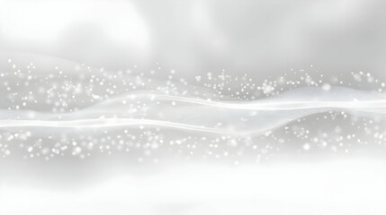 Abstract White Background with Glittering Particles and Smooth Waves for Elegant Design