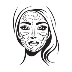 Illustration of Woman Applying Face Cream for Skincare Routine
