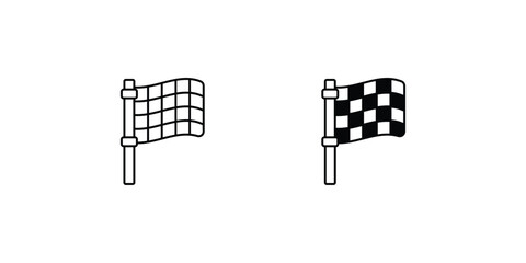 checkered flag set icon with white background vector stock illustration