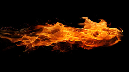 Fototapeta premium Abstract Digital Illustration of Fiery Orange Flames Flowing and Dancing Against a Black Background, Creating a Dynamic and Energetic Composition