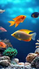 Fototapeta premium Vibrant Fish Swimming Among Coral Reef
