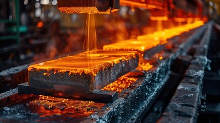 Molten Metal Pouring in Industrial Foundry Process