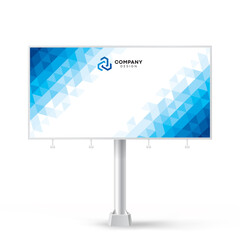 Billboard design, creative flat blue background, triangles