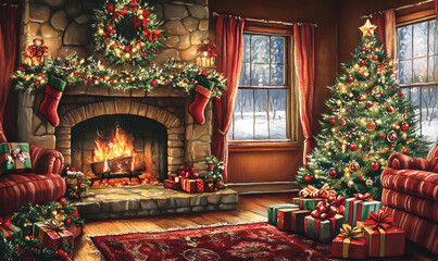 Christmas and New Year-themed graphic background