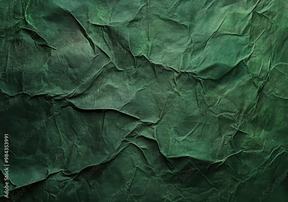 Aufkleber dark green background with a crumpled paper texture, close-up view.